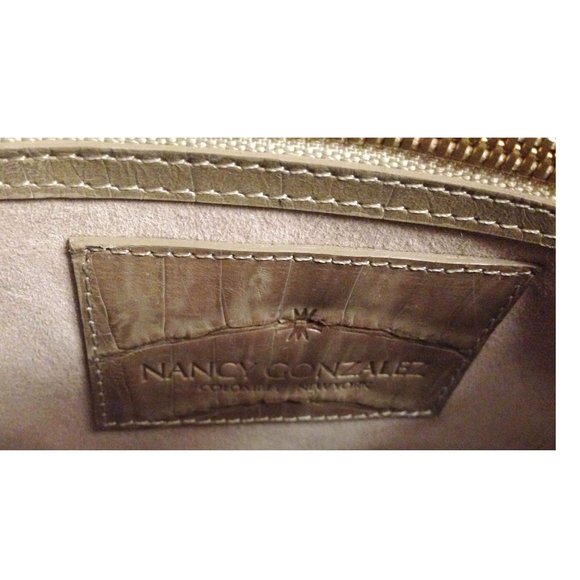 NWT GENUINE CROCODILE Nancy Gonzalez taupe grayish tan medium satchel doctor bag - Picture 7 of 10